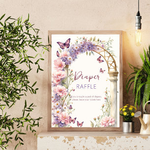 Affiche Baby shower de papillons enchanté tombole de couch