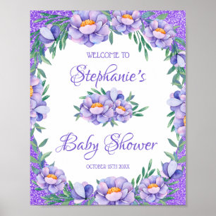 Affiche Baby shower de Parties scintillant à l'aquarelle F