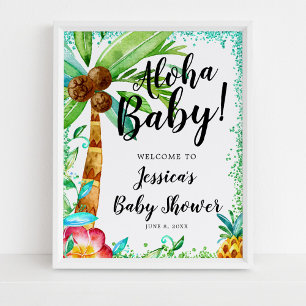 Affiche Baby shower de Parties scintillant Tropical Luau W