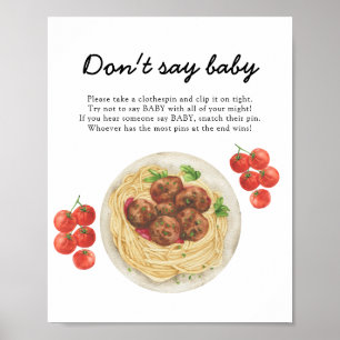 Affiche Baby shower de pâtes aux boulettes de viande N'par