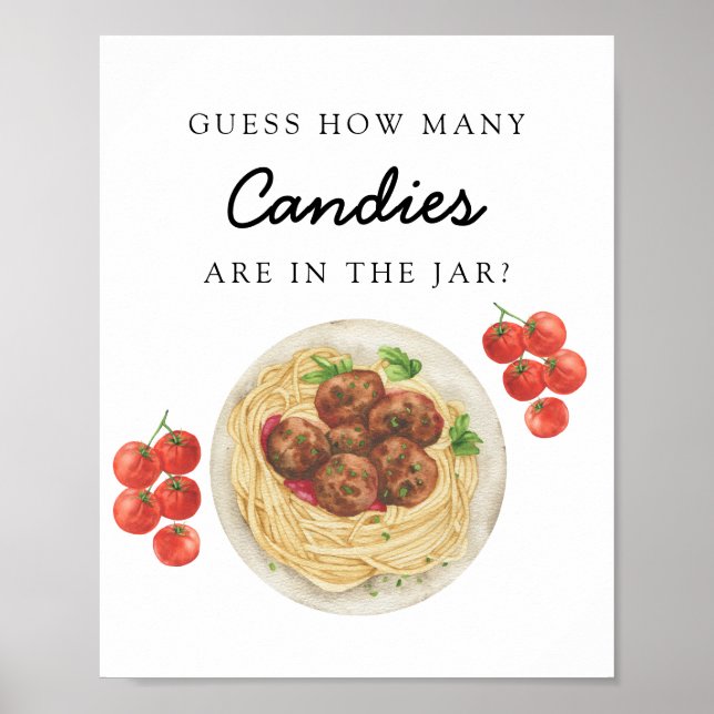 Affiche Baby shower de pâtes Devinez combien de bonbons (Devant)