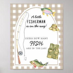 Affiche Baby shower de pêche - devinez combien de poissons