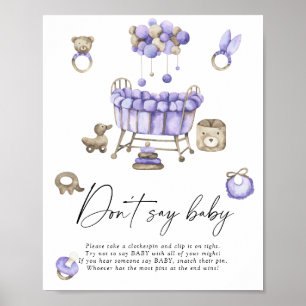 Affiche Baby shower de pépinière Ne dites pas bébé