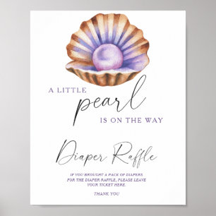 Affiche baby shower de perle d'aquarelle Rupture de couche