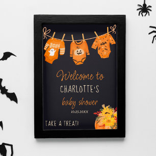 Affiche Baby shower de petit boite d'Halloween fleuri d'ac
