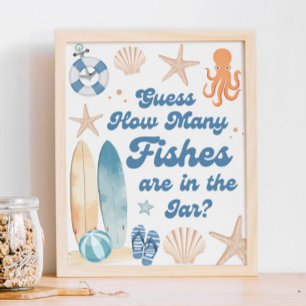 Affiche Baby shower De Plage Devinez Combien De Poissons J