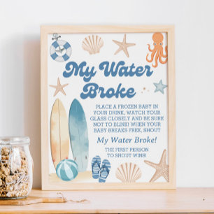 Affiche Baby shower De Plage My Water Broke Jeu