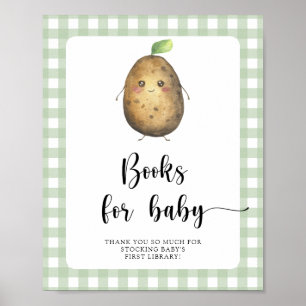 Affiche Baby shower de pomme de terre - livres pour bébé
