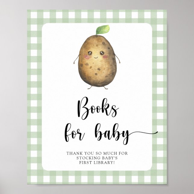Affiche Baby shower de pomme de terre - livres pour bébé (Devant)
