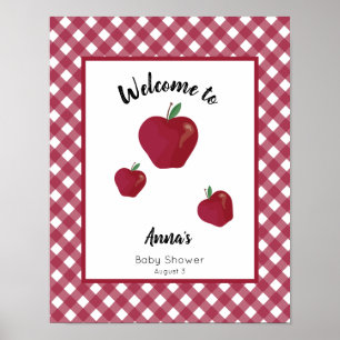 Affiche Baby shower de pomme rouge bienvenue