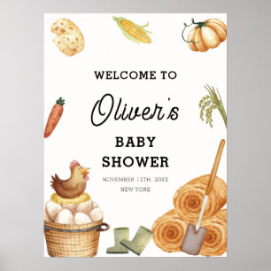 Affiche Baby shower de poulet boho cultivé localement Bien