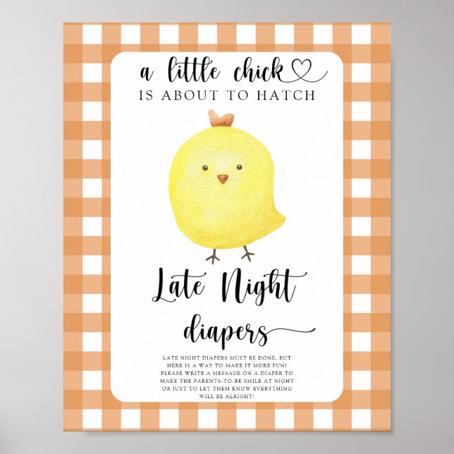 Affiche baby shower de poulet - Late night couches jeu (Devant)