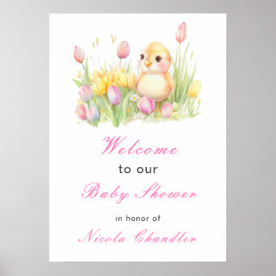 Affiche Baby shower de poussette de printemps