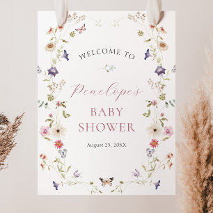 Affiche Baby shower de prairie fleur sauvage