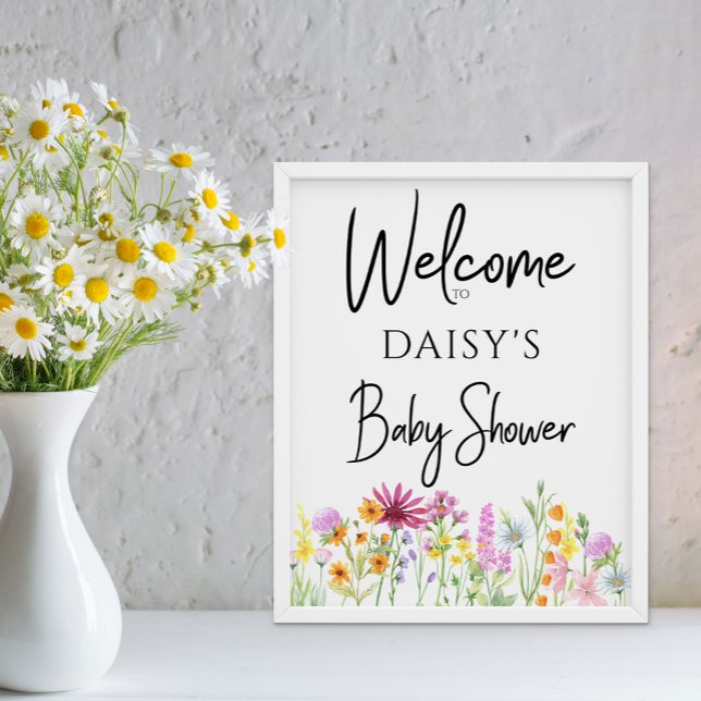 Affiche Baby shower de prairie fleur sauvage Bienvenue (Baby Shower welcome sign from my Wildflower Meadow Collection - or printed or as digital file)