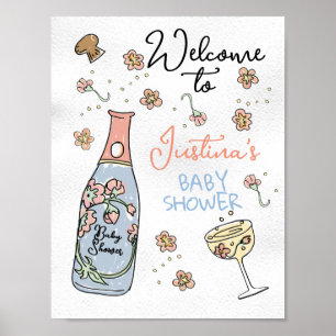 Affiche Baby shower de présentation et de pétales dessinés