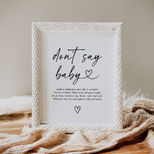 Affiche Baby shower de script moderne ne pas dire bébé sig