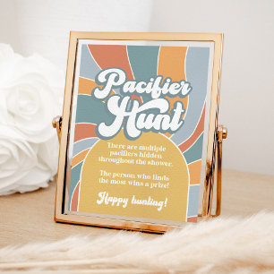 Affiche Baby shower de soleil rétro Super de chasse au Pac