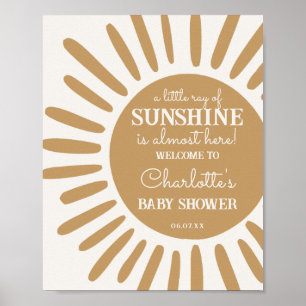 Affiche baby shower de soleil signe de bienvenue