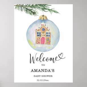 Affiche Baby shower de succursale d'hiver bienvenue