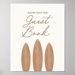 Affiche Baby shower de surf neutre favorise le livre d'hôt