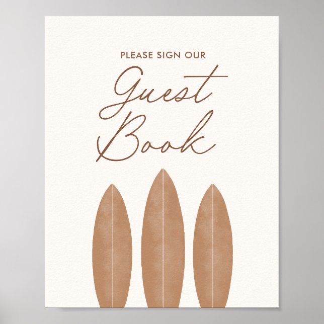 Affiche Baby shower de surf neutre favorise le livre d'hôt (Devant)