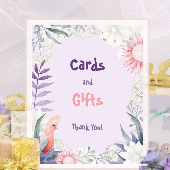 Affiche Baby shower de table de cadeaux de prêteurs enchan (Enchanted Lavender Gifts Table Baby Shower Poster ©Susanne Sachers - Sunny Mind 🌞)