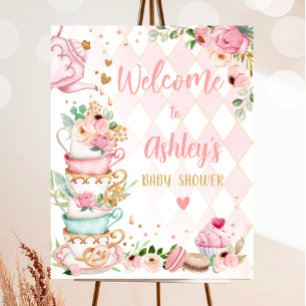 Affiche Baby shower de thé bébé est brasser fille Bienvenu