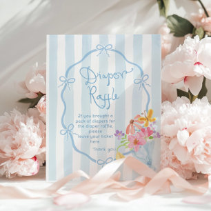 Affiche Baby shower de tirage au filet blanc Bleu rayures