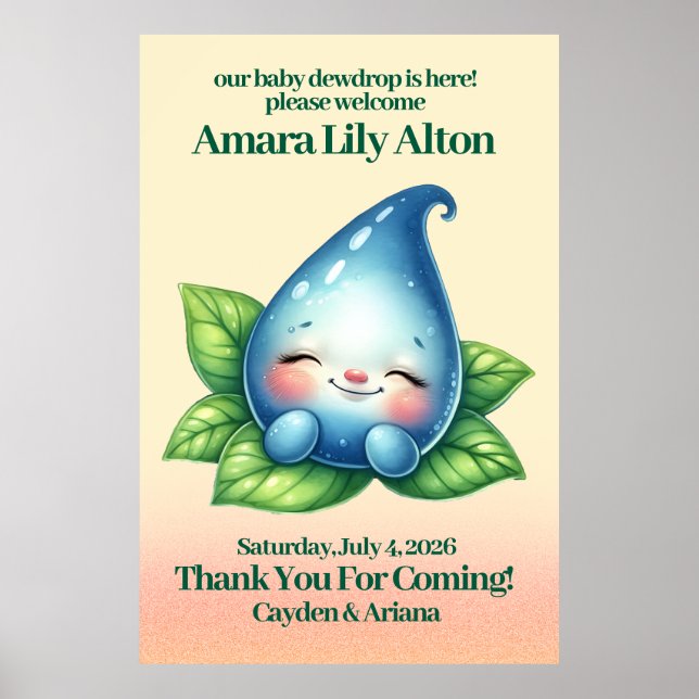 Affiche Baby shower de toilette bébé couchage mignon Bienv (Devant)