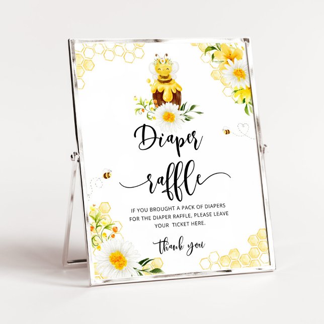 Affiche Baby shower de tombole de la couche d'abeille (Créateur téléchargé)
