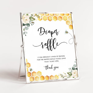 Affiche Baby shower de tombole de la couche d'abeille