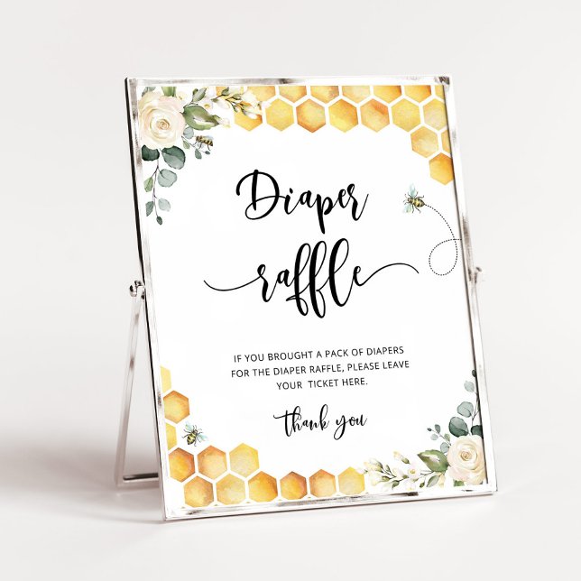 Affiche Baby shower de tombole de la couche d'abeille (Créateur téléchargé)