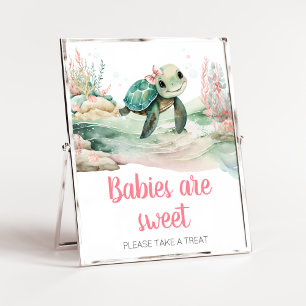 Affiche Baby shower de tortue de mer Les bébés sont doux