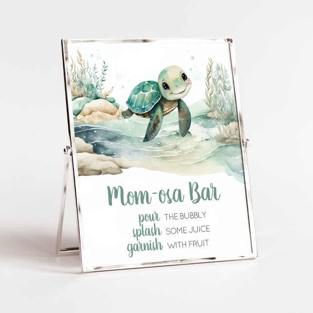 Affiche Baby shower de tortue de mer Maman Osa Bar (A Little Hatching Is On the Way Baby Shower Mom Osa Bar Sign)