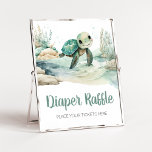 Affiche Baby shower de tortue de mer Raffin<br><div class="desc">Faites de votre événement spécial avec ce Baby shower Under The Sea avec notre joli et mignon Diaper Raffle Sign avec adorable thème de Baby shower garçon. Téléchargez,  personnalisez et créez des souvenirs durables avec cette touche parfaite pour votre fête joyeuse ! BS712</div>