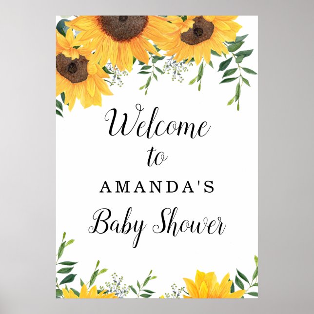 Affiche Baby shower de tournesol Bienvenue (Devant)