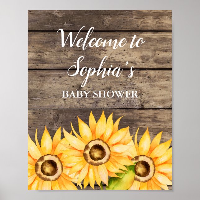 Affiche Baby shower de tournesol Bienvenue (Devant)