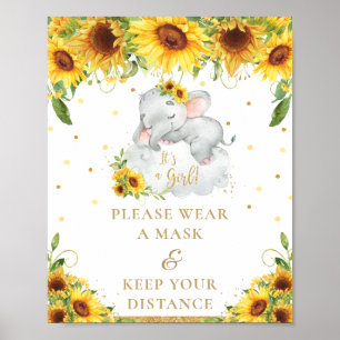 Affiche Baby shower de tournesol éléphant porter la distan
