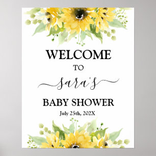 Affiche Baby shower de tournesol Fille Signal de bienvenue