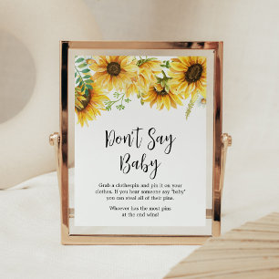 Affiche Baby shower de tournesol ne pas dire bébé