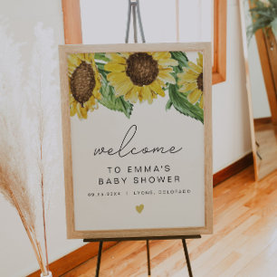 Affiche BABY SHOWER de tournesol rustique EMMA Bienvenue