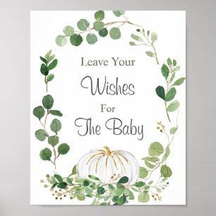 Affiche Baby shower de verdure Citrouille blanc Waches for