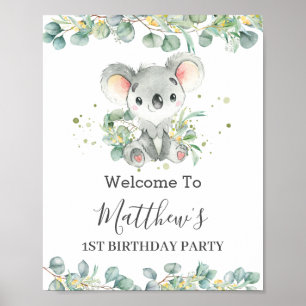 Affiche Baby shower de verdure Cute Koala Accueil