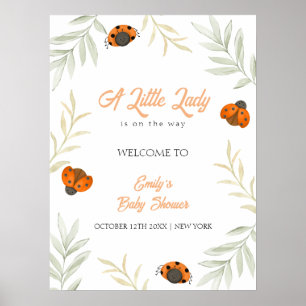 Affiche Baby shower de verdure de Ladybug de l'automne