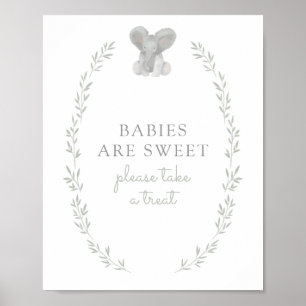 Affiche Baby shower de verdure éléphant Les bébés sont dou