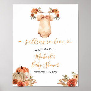 Affiche Baby shower de vêtements pour bébés Floral Automne