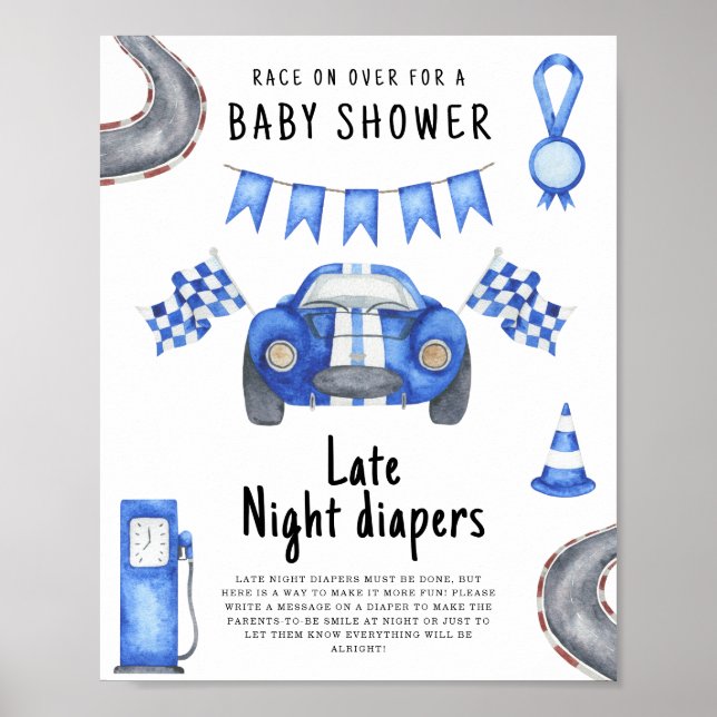 Affiche Baby shower de voiture course Late Night couches (Devant)