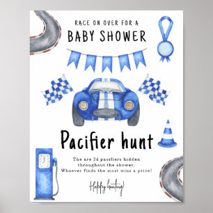 Affiche Baby shower de voiture de course Jeu de chasse Pac