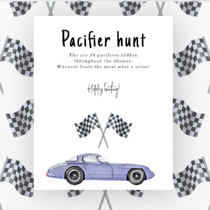 Affiche Baby shower de voiture de course Jeu de chasse Pac